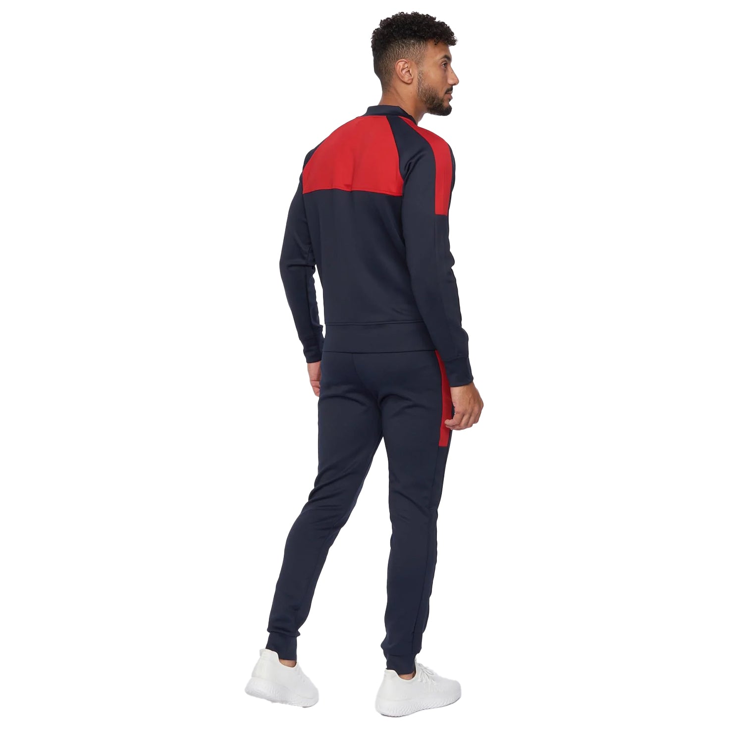 Navy-Red - Back - Crosshatch Mens Daxton Tracksuit