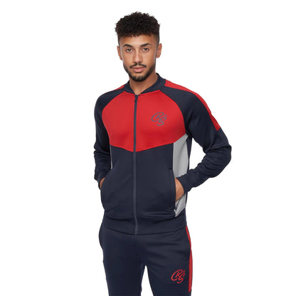Navy-Red - Side - Crosshatch Mens Daxton Tracksuit