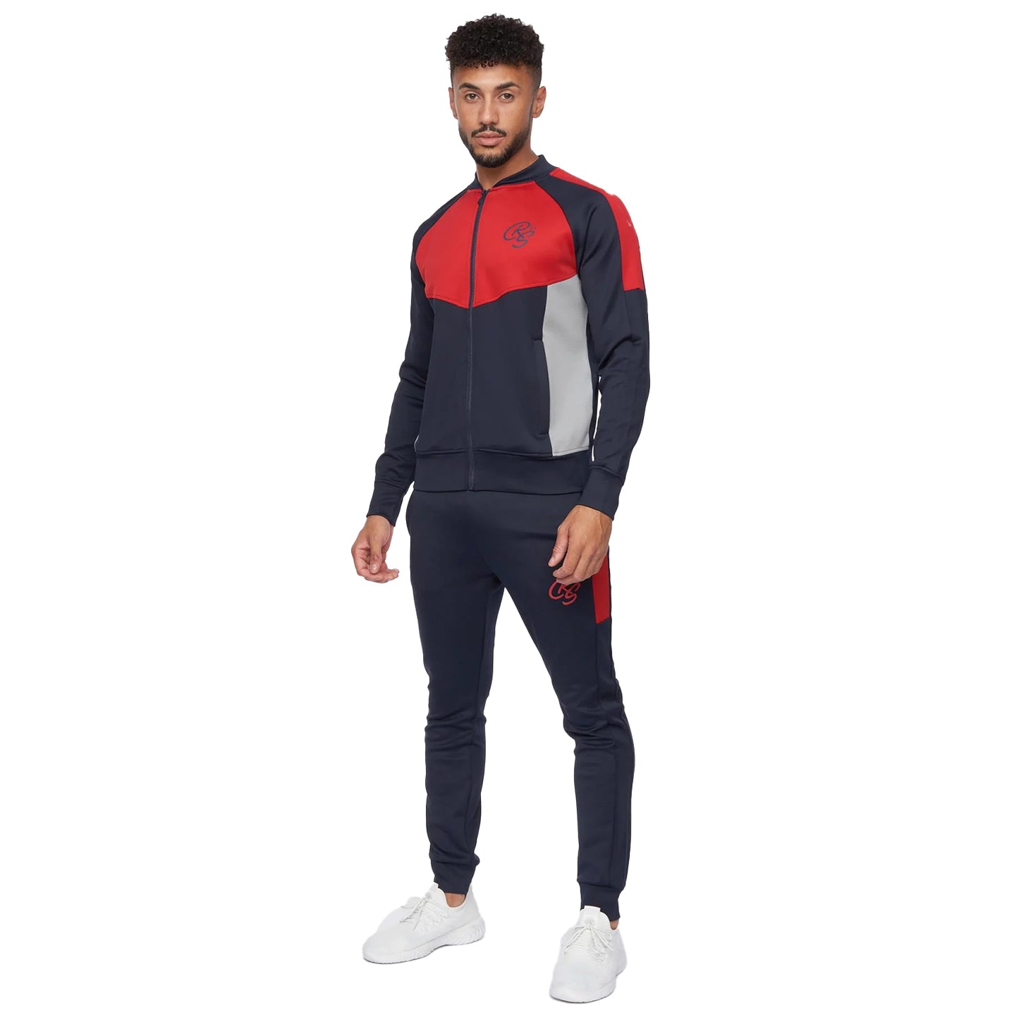 Navy-Red - Front - Crosshatch Mens Daxton Tracksuit