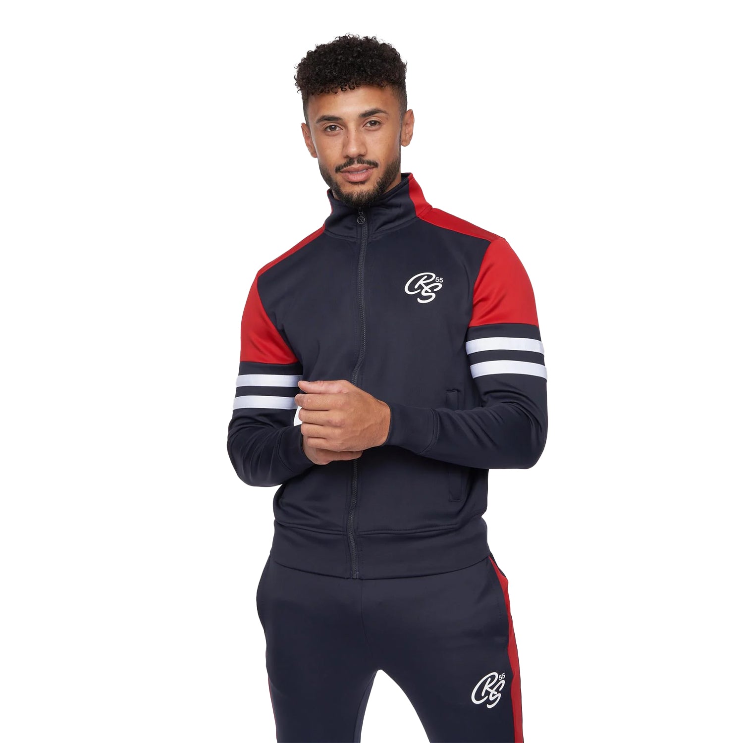 Navy-Red - Back - Crosshatch Mens Ezra Tracksuit