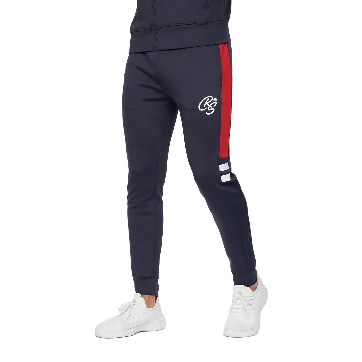 Navy-Red - Side - Crosshatch Mens Ezra Tracksuit