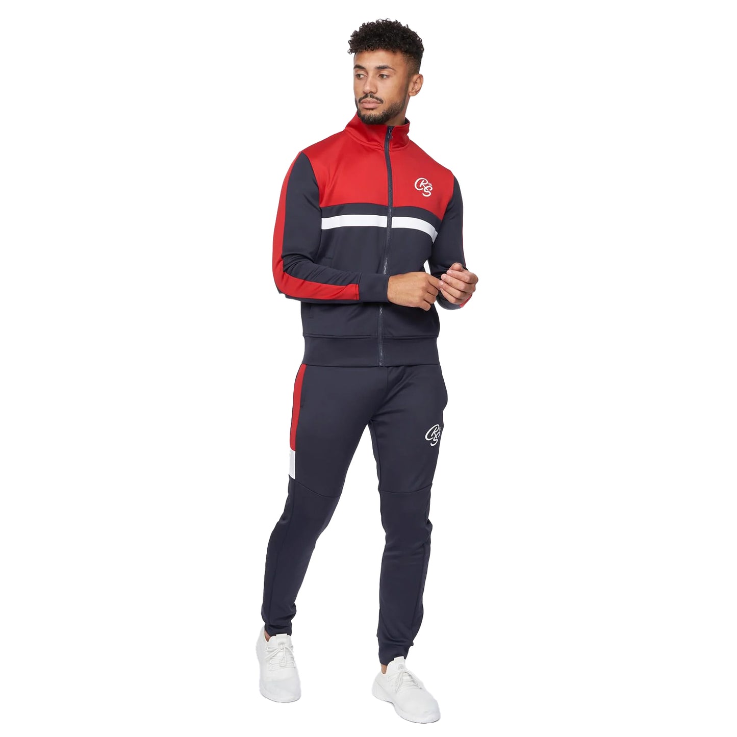 Navy-Red - Front - Crosshatch Mens Kamari Tracksuit