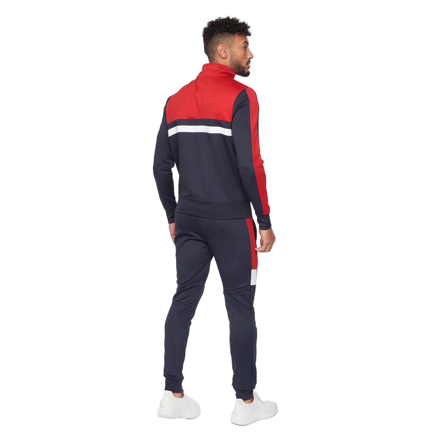 Navy-Red - Back - Crosshatch Mens Kamari Tracksuit