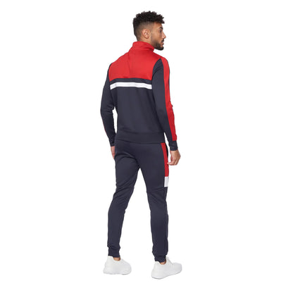 Navy-Red - Back - Crosshatch Mens Kamari Tracksuit