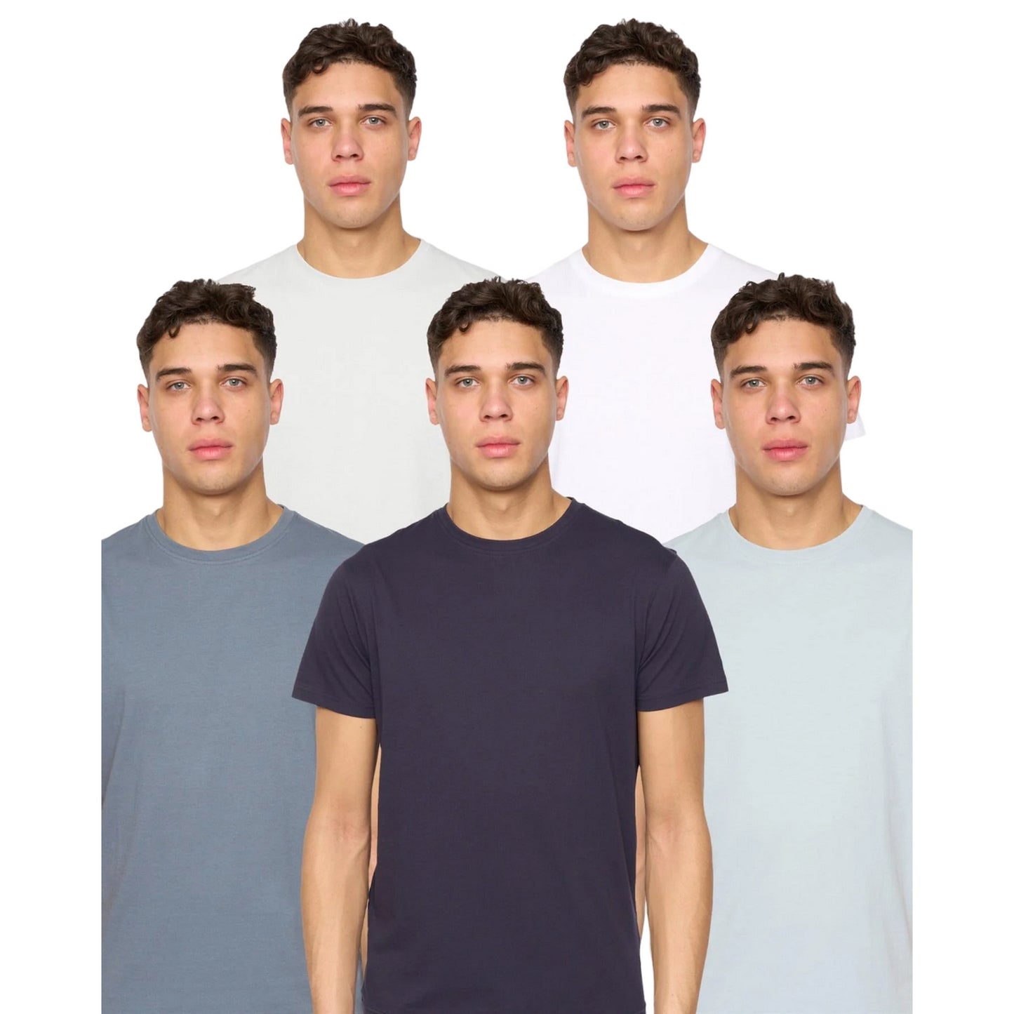 Multicoloured - Front - Duck and Cover Mens Demtare Plain T-Shirt (Pack of 5)