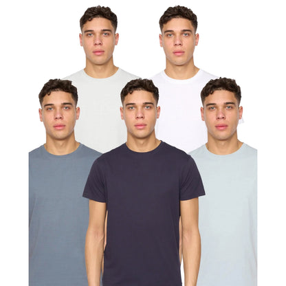 Multicoloured - Front - Duck and Cover Mens Demtare Plain T-Shirt (Pack of 5)
