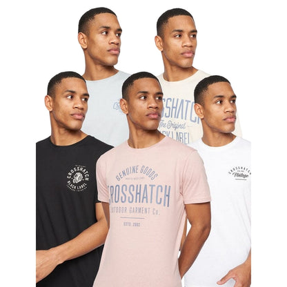 Multicoloured - Front - Crosshatch Mens Fermal T-Shirt (Pack of 5)