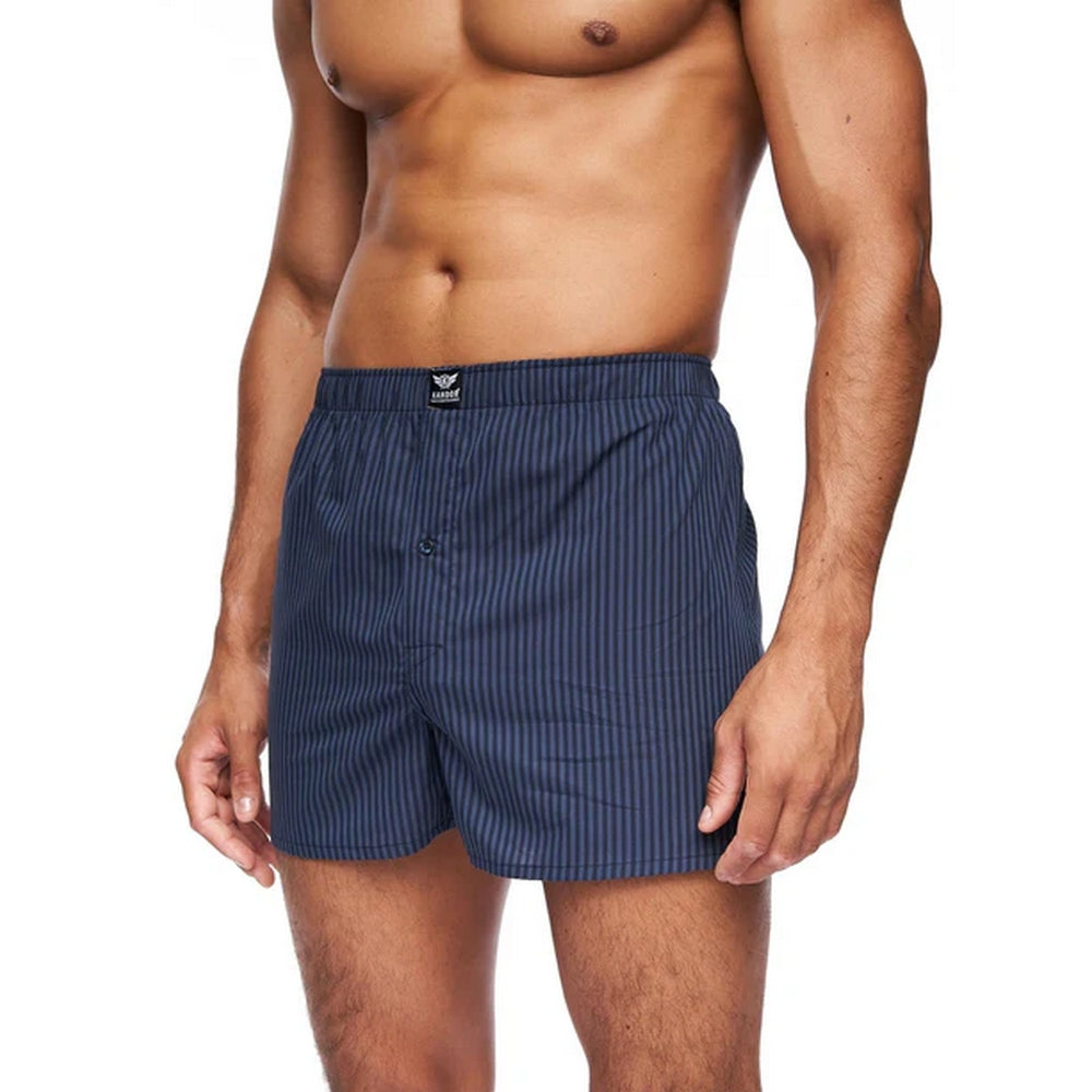 Blue - Side - Kandor Mens Nightling Woven Boxer Shorts (Pack of 6)