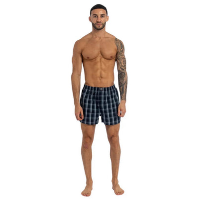 Blue - Lifestyle - Kandor Mens Hexster Woven Boxer Shorts (Pack of 6)