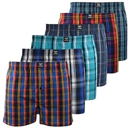 Blue - Front - Kandor Mens Hexster Woven Boxer Shorts (Pack of 6)