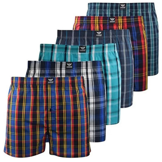 Blue - Front - Kandor Mens Hexster Woven Boxer Shorts (Pack of 6)