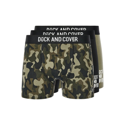 Green-Black-White - Front - Duck and Cover Mens Alizmo Boxer Shorts (Pack of 3)