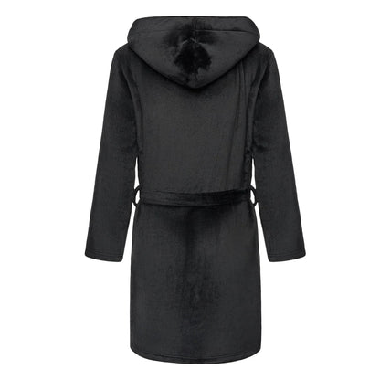 Black - Back - Crosshatch Mens Mantous Fleece Lined Dressing Gown