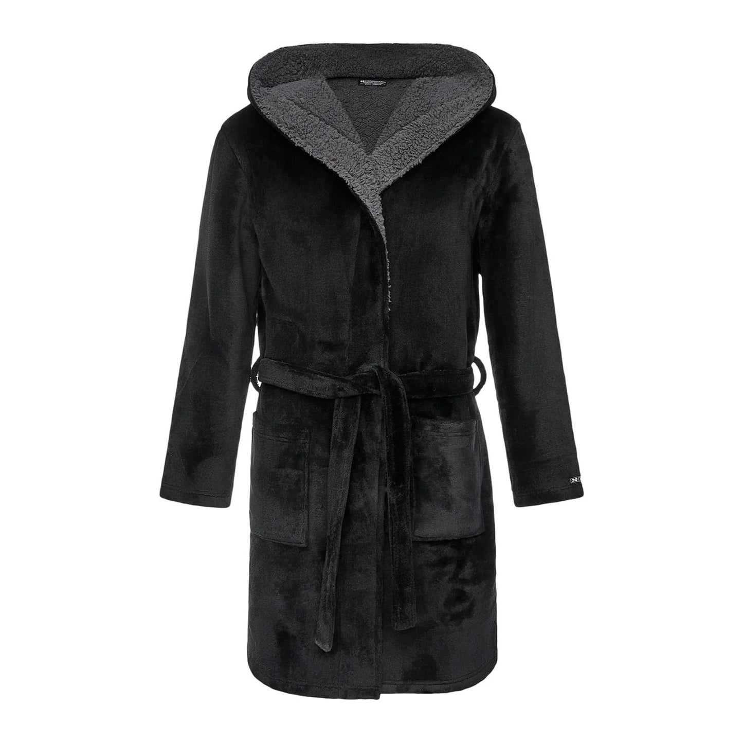 Black - Front - Crosshatch Mens Mantous Fleece Lined Dressing Gown