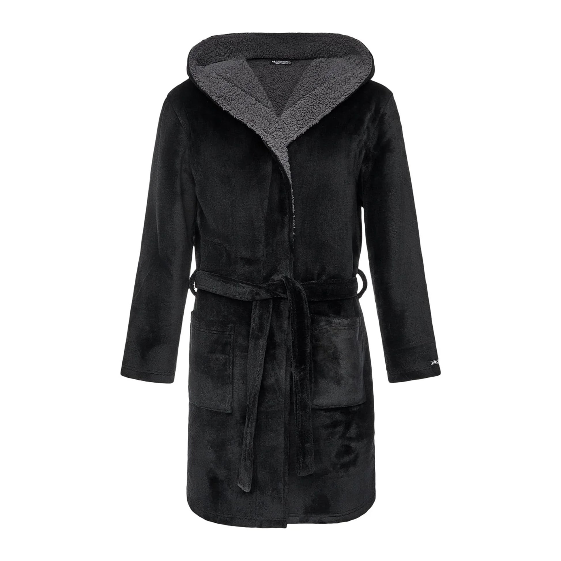 Black - Front - Crosshatch Mens Mantous Fleece Lined Dressing Gown