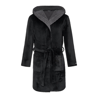 Black - Front - Crosshatch Mens Mantous Fleece Lined Dressing Gown