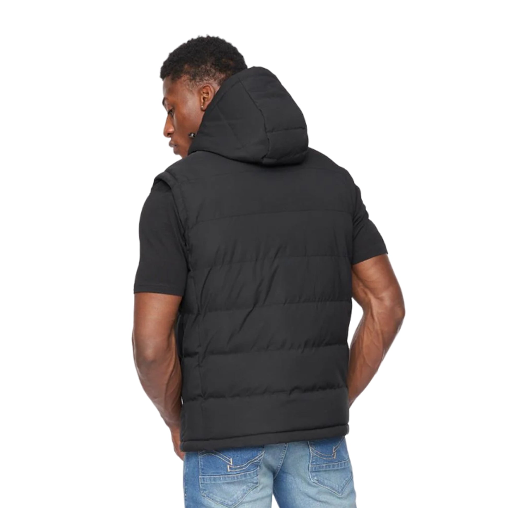 Black - Back - Crosshatch Mens Kampnew Embossed Gilet