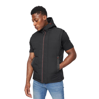Black - Front - Crosshatch Mens Kampnew Embossed Gilet
