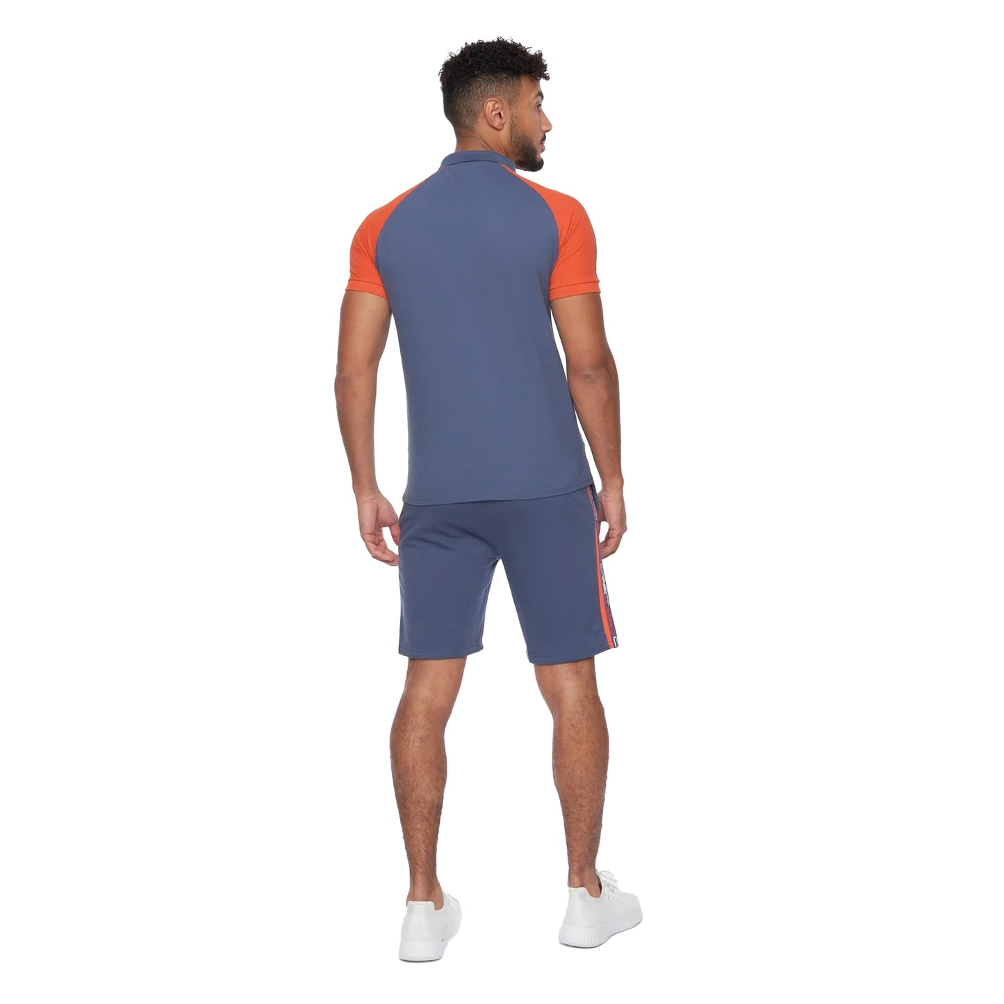 Denim Blue - Back - Crosshatch Mens Mentella Top & Shorts Set