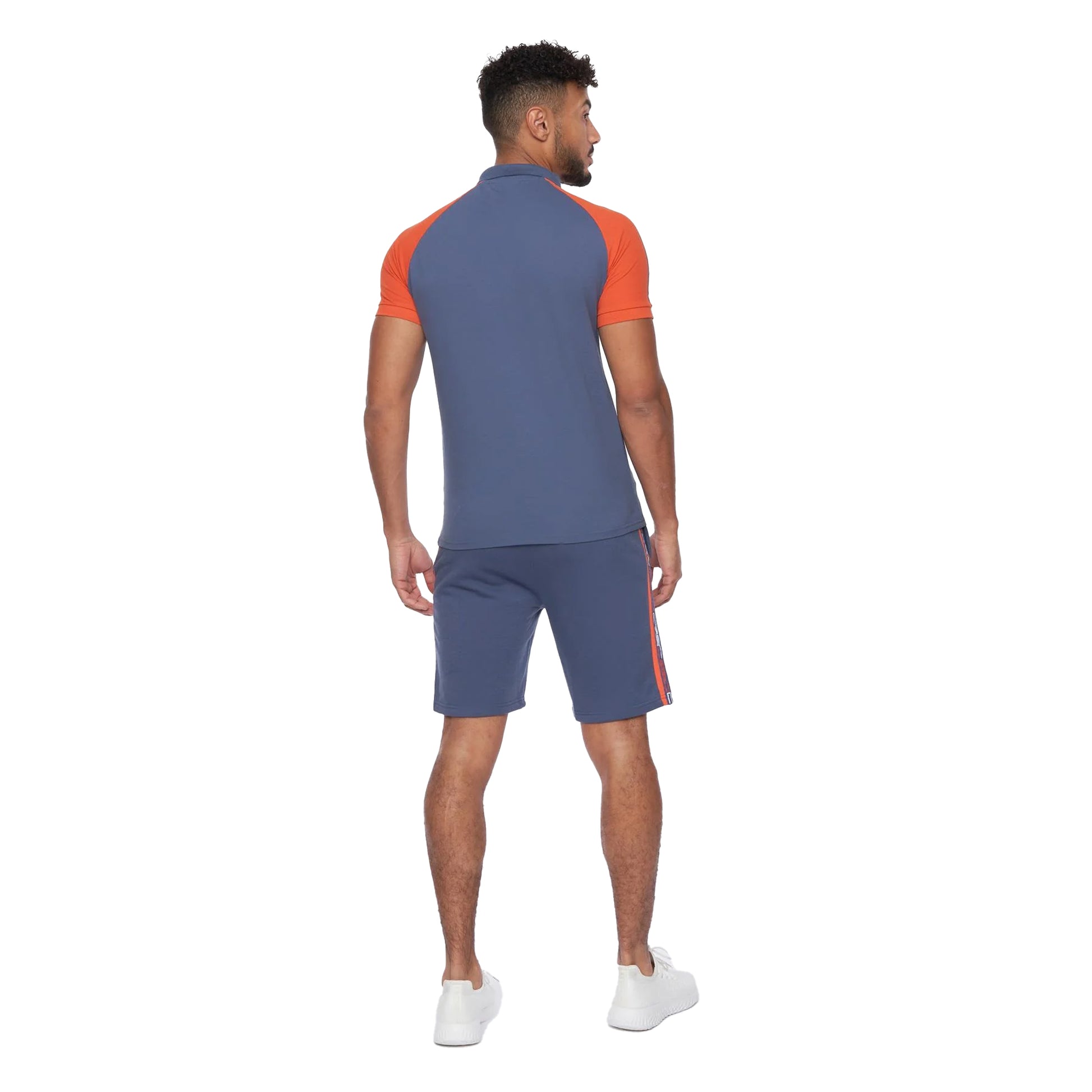 Denim Blue - Back - Crosshatch Mens Mentella Top & Shorts Set
