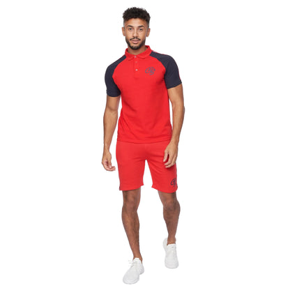 Red - Front - Crosshatch Mens Mentella Top & Shorts Set
