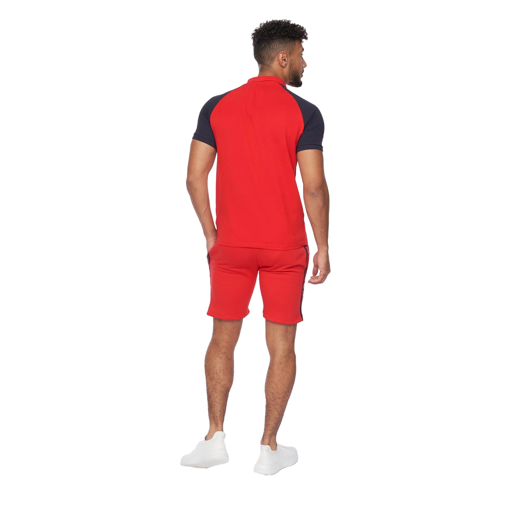 Red - Back - Crosshatch Mens Mentella Top & Shorts Set