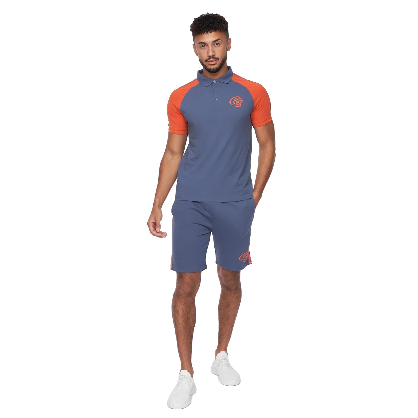 Denim Blue - Front - Crosshatch Mens Mentella Top & Shorts Set
