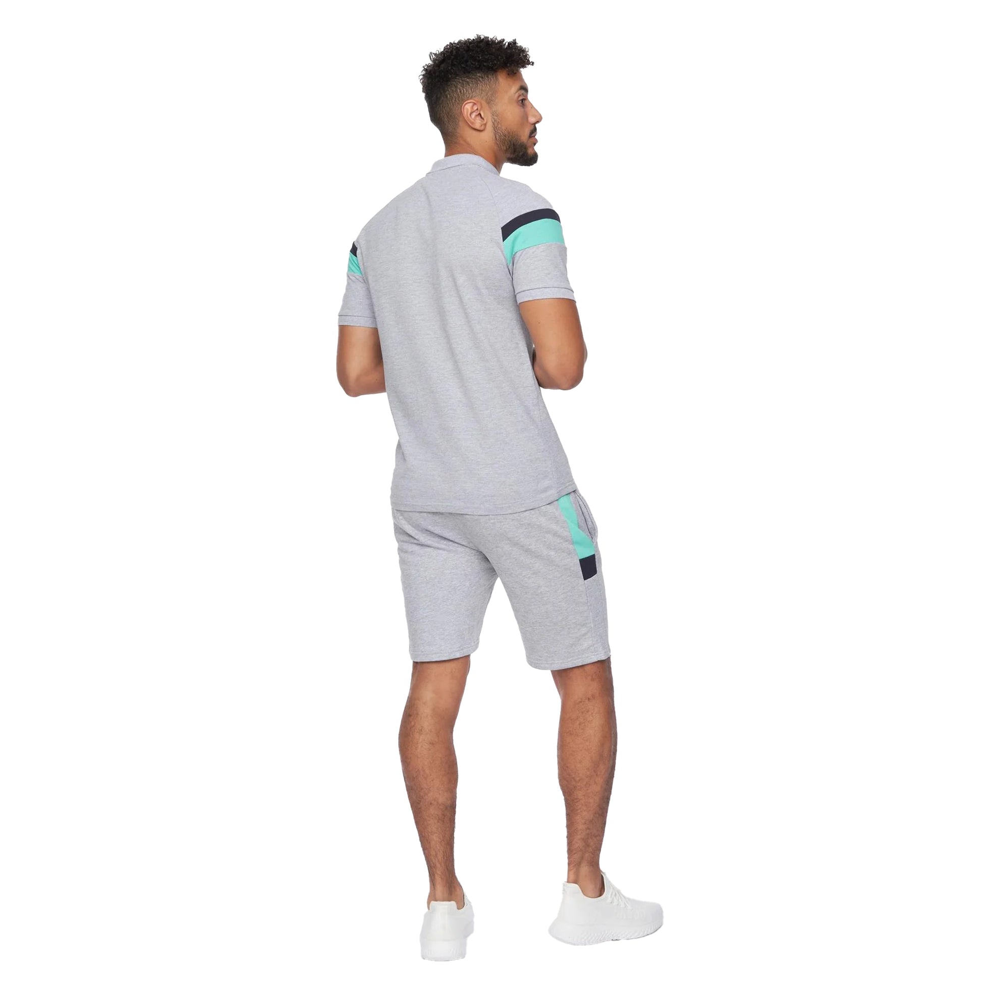 Grey Marl - Back - Crosshatch Mens Maxmore Top & Shorts Set