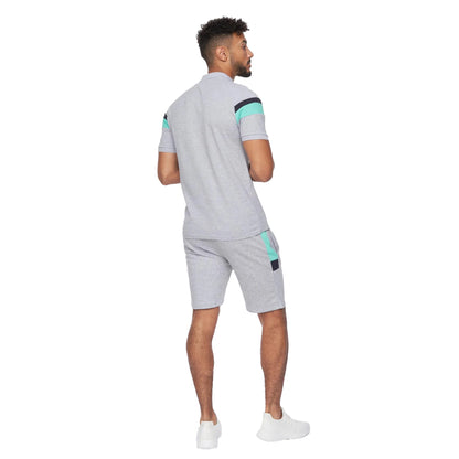 Grey Marl - Back - Crosshatch Mens Maxmore Top & Shorts Set