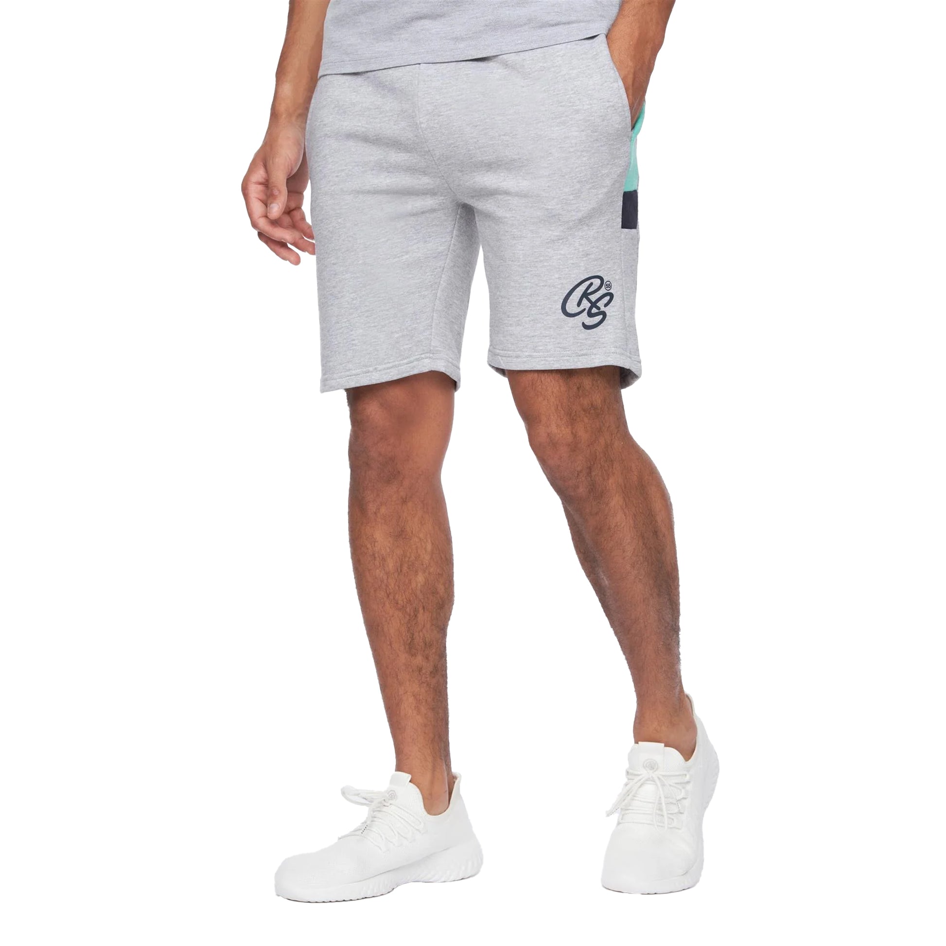Grey Marl - Side - Crosshatch Mens Maxmore Top & Shorts Set