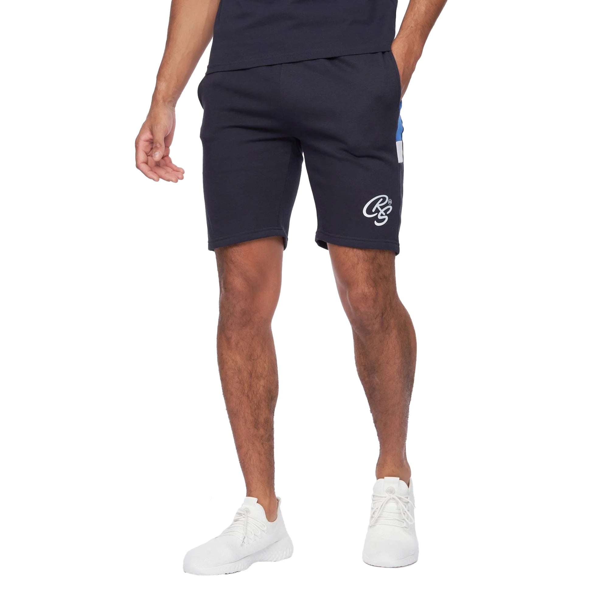 Navy - Lifestyle - Crosshatch Mens Maxmore Top & Shorts Set