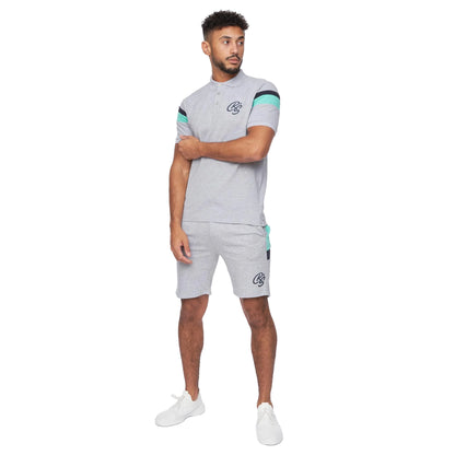 Grey Marl - Front - Crosshatch Mens Maxmore Top & Shorts Set