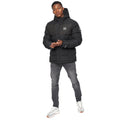 Black - Close up - Crosshatch Mens Tenthley Embossed Padded Jacket