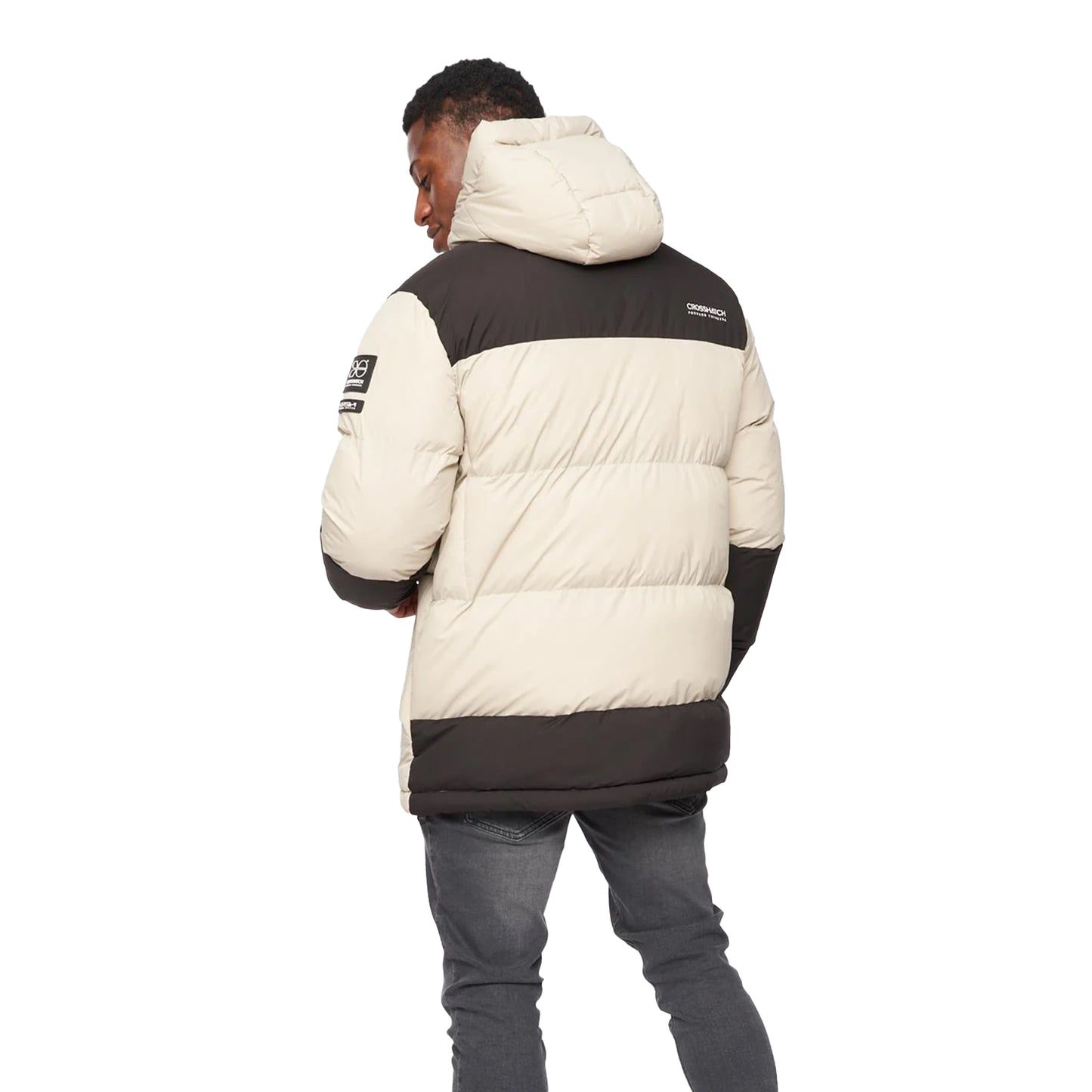 Stone - Back - Crosshatch Mens Squadage Panelled Jacket