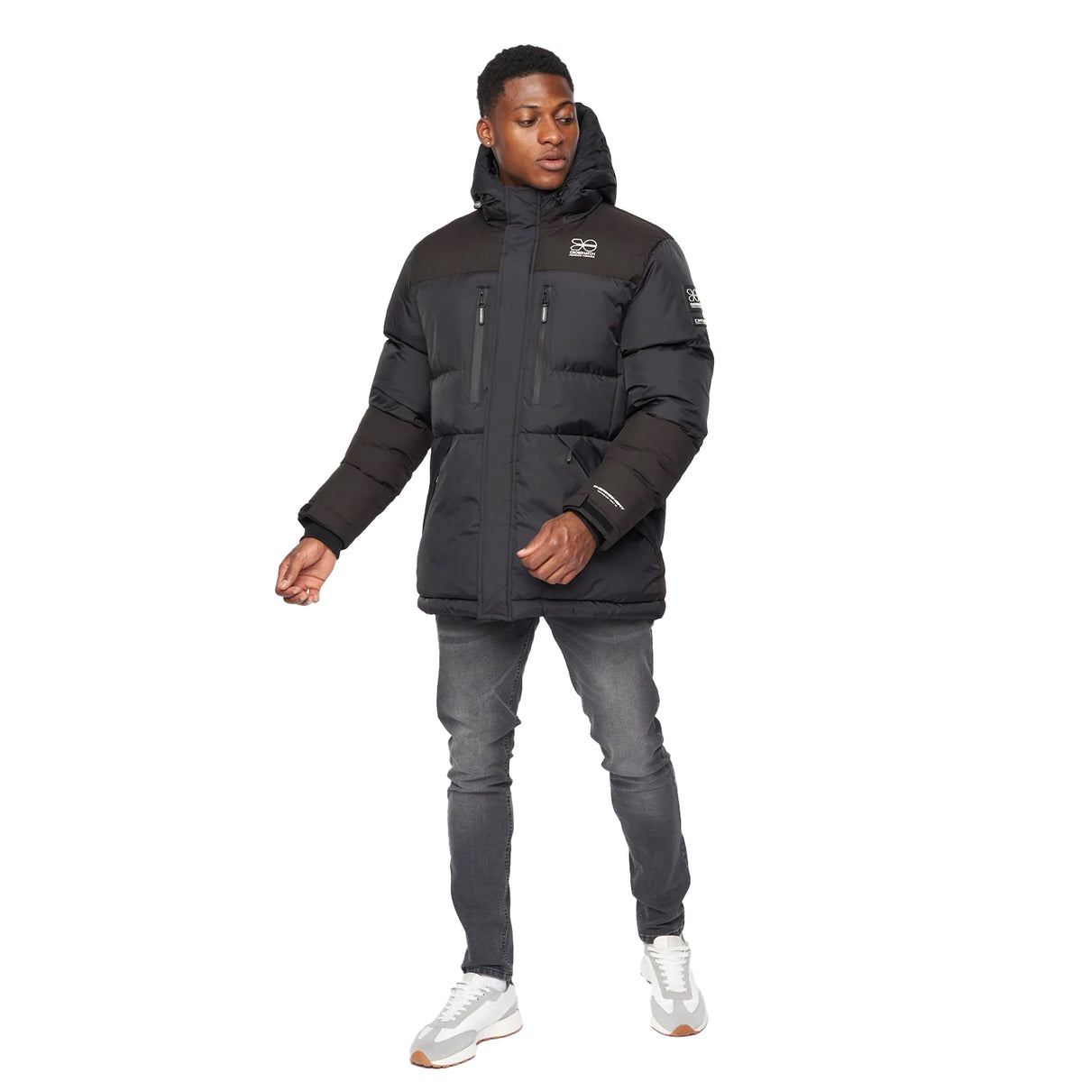 Black - Close up - Crosshatch Mens Squadage Panelled Jacket