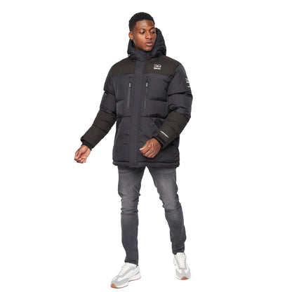 Black - Close up - Crosshatch Mens Squadage Panelled Jacket