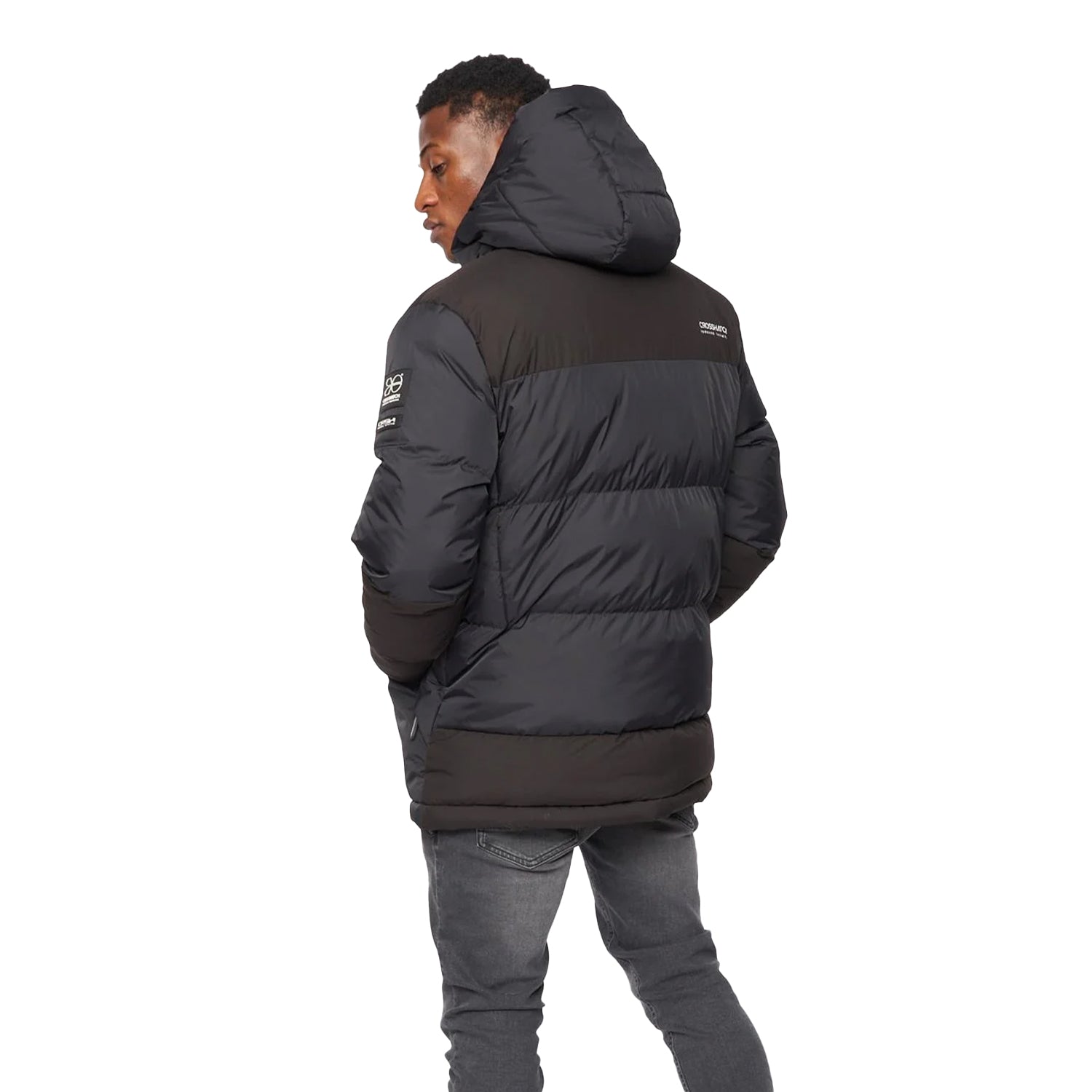 Black - Back - Crosshatch Mens Squadage Panelled Jacket