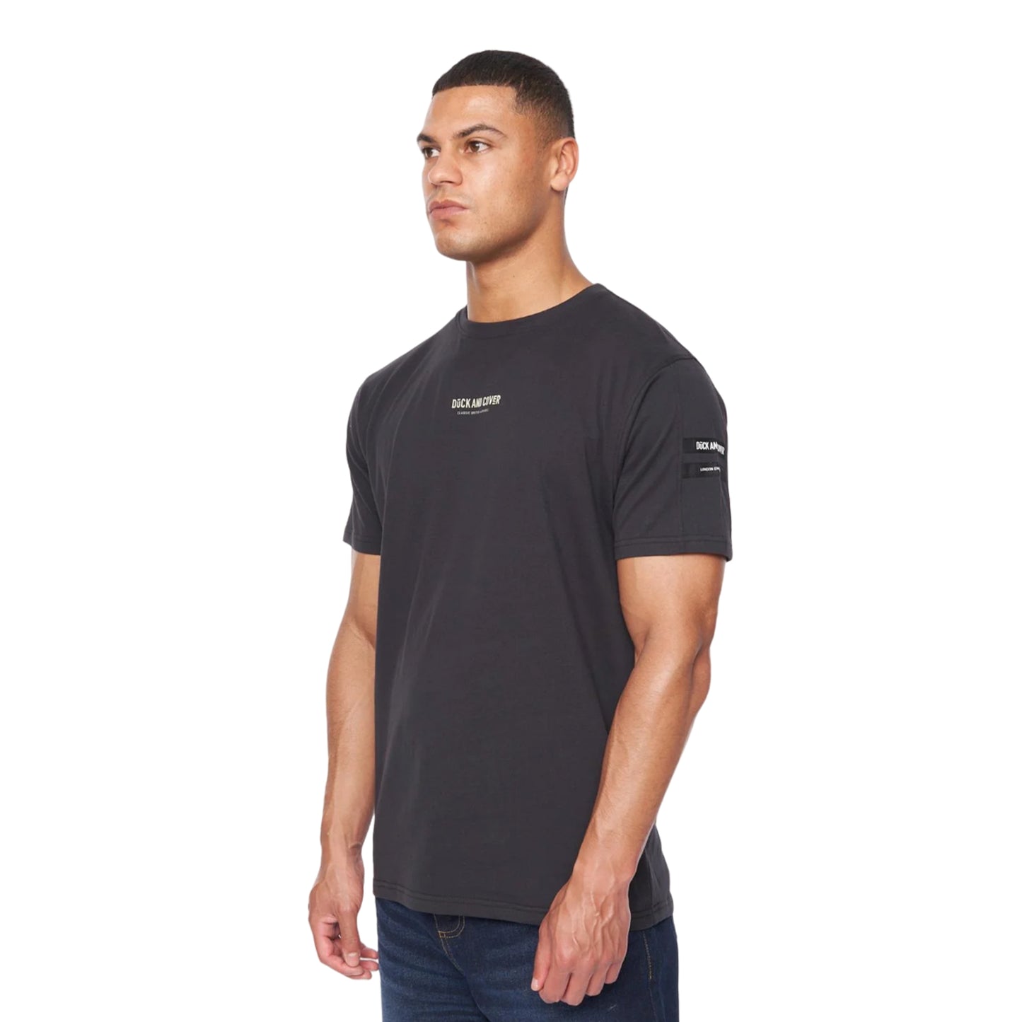 Black - Side - Duck and Cover Mens Brammers T-Shirt