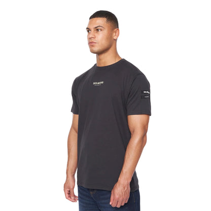 Black - Side - Duck and Cover Mens Brammers T-Shirt