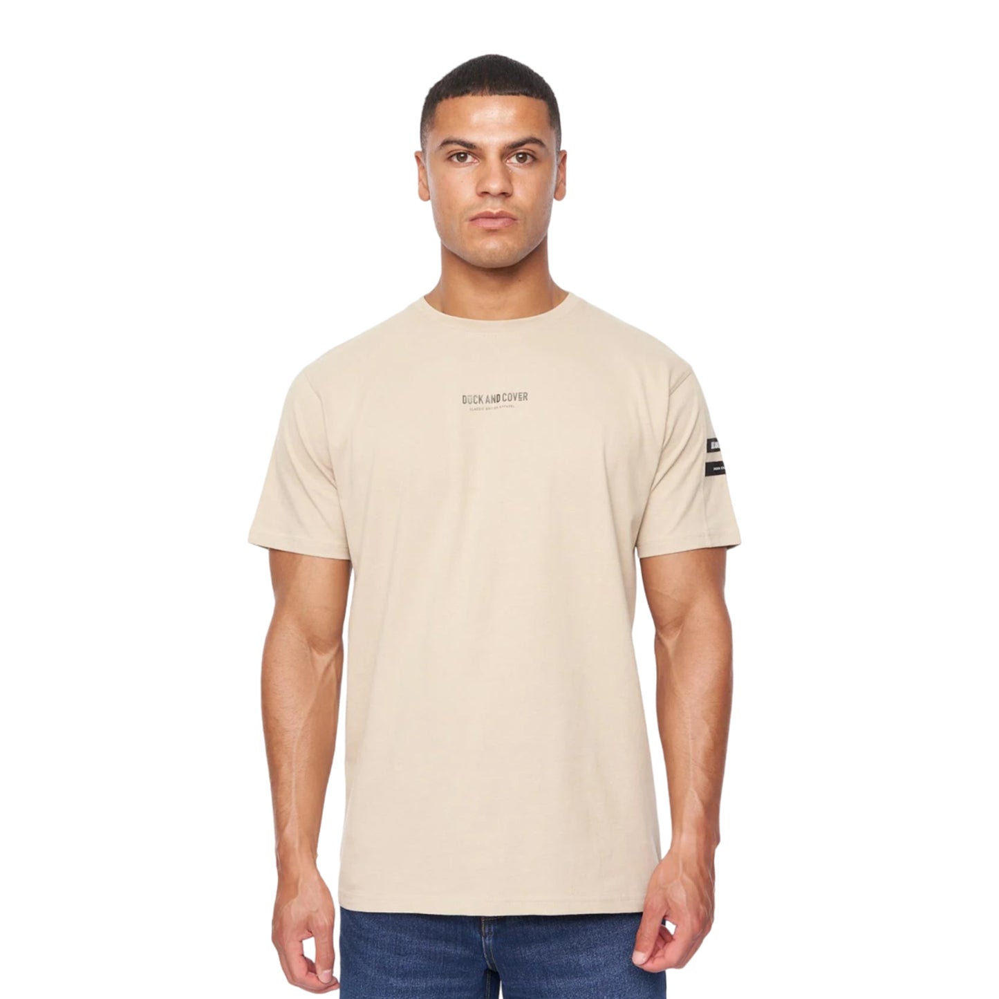 Greige - Front - Duck and Cover Mens Brammers T-Shirt