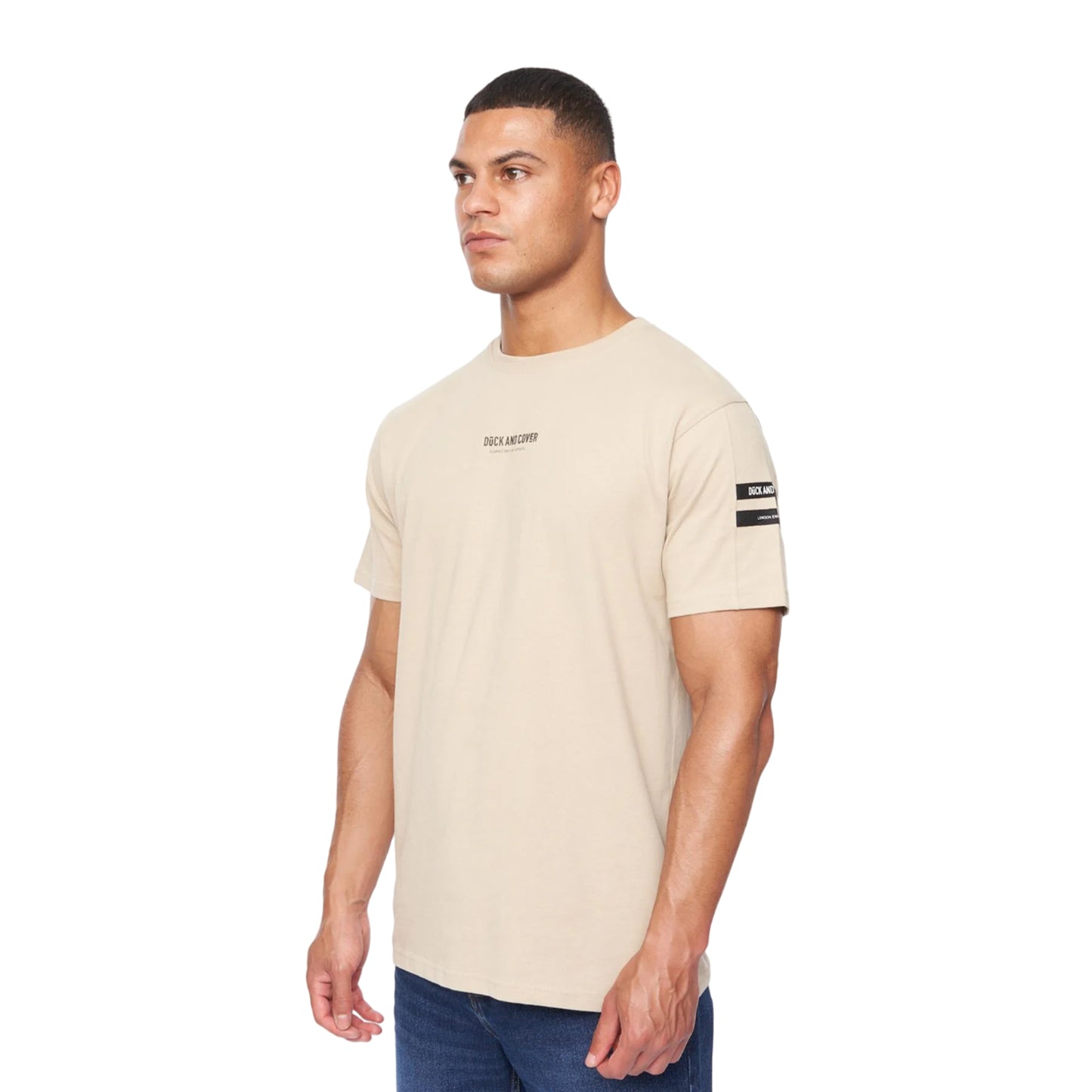 Greige - Side - Duck and Cover Mens Brammers T-Shirt