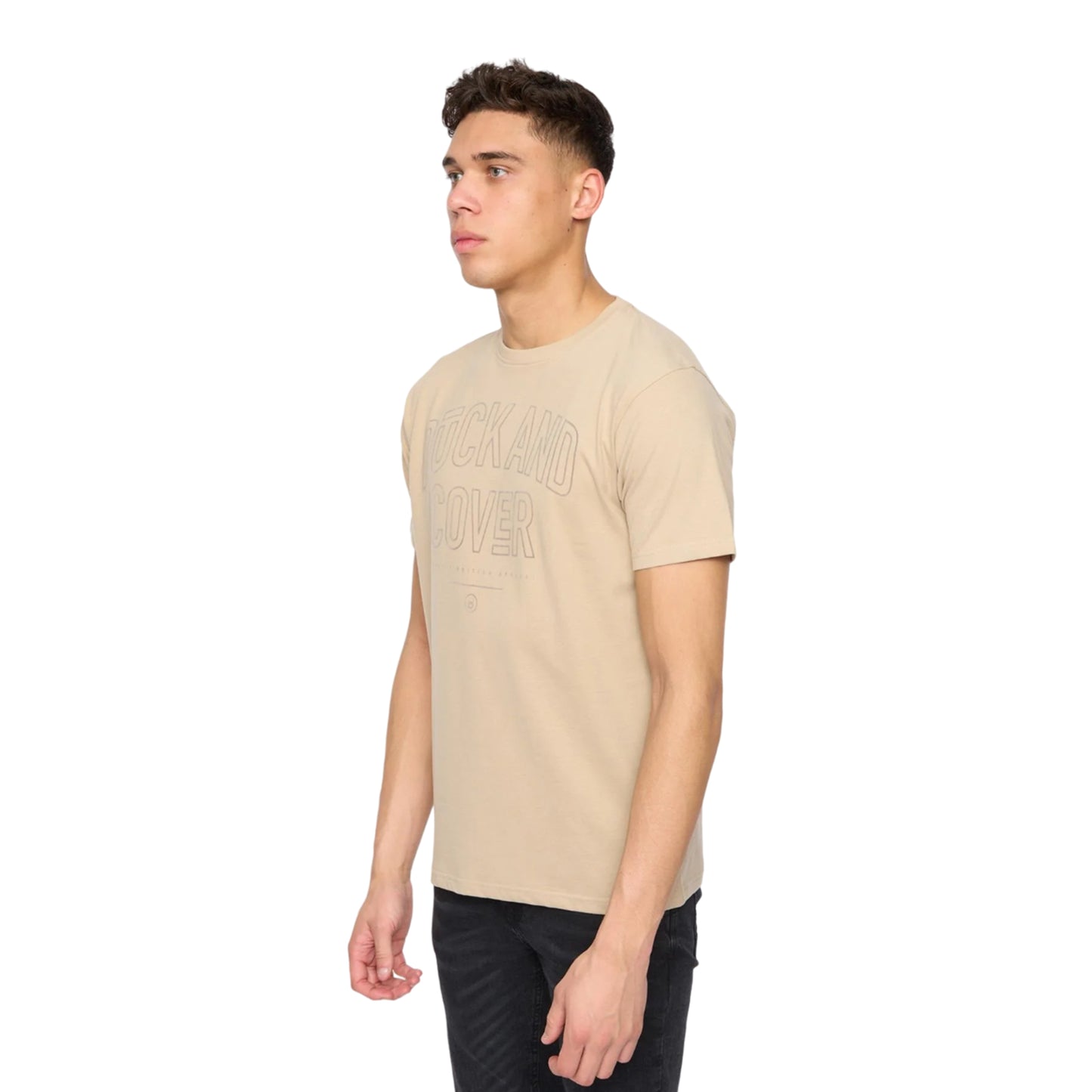 Greige - Side - Duck and Cover Mens Lemonport T-Shirt