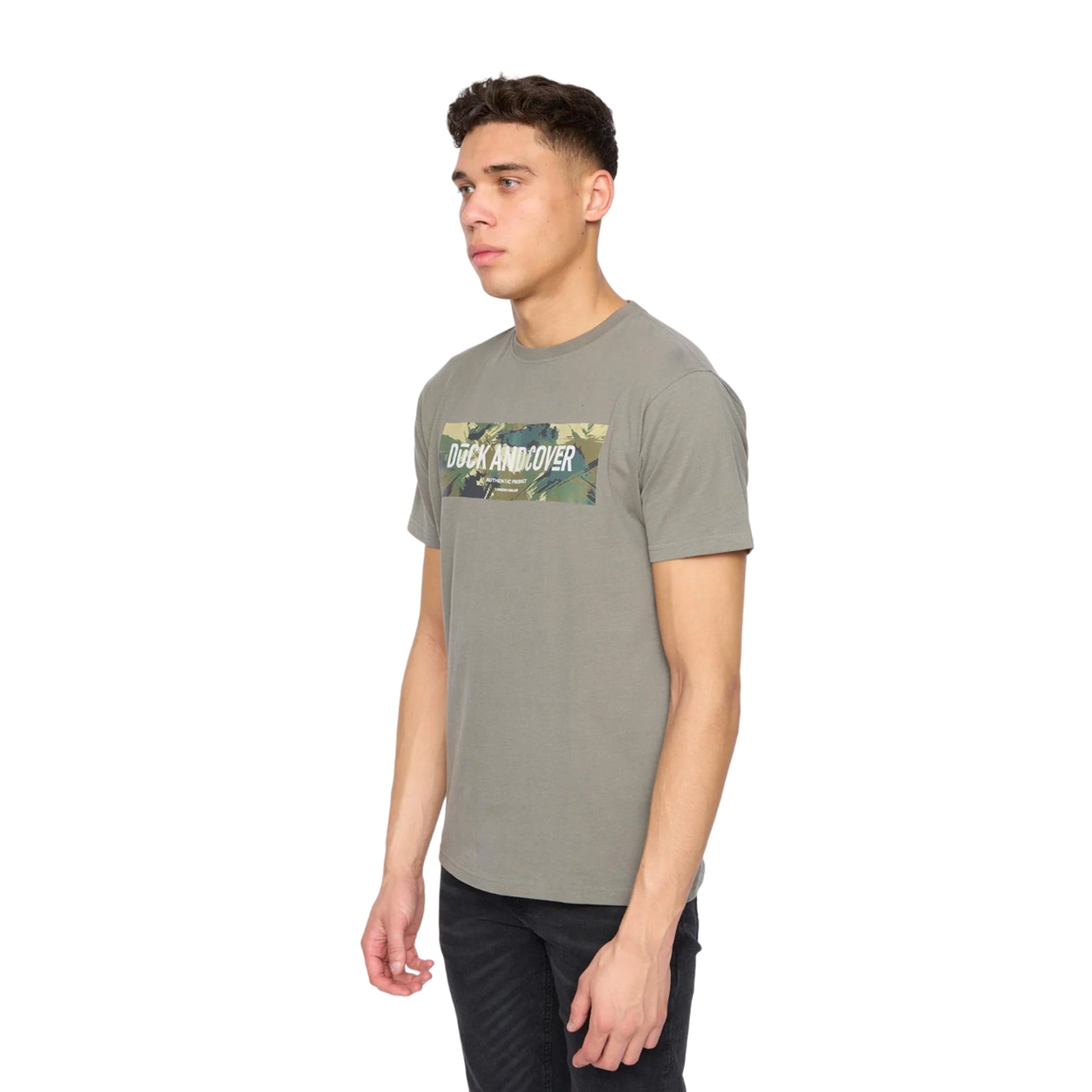 Olive - Side - Duck and Cover Mens Wayfirth T-Shirt