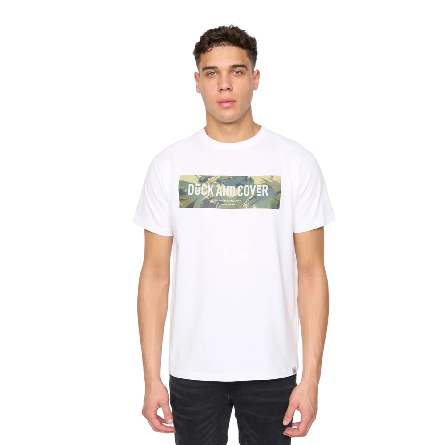 White - Front - Duck and Cover Mens Wayfirth T-Shirt