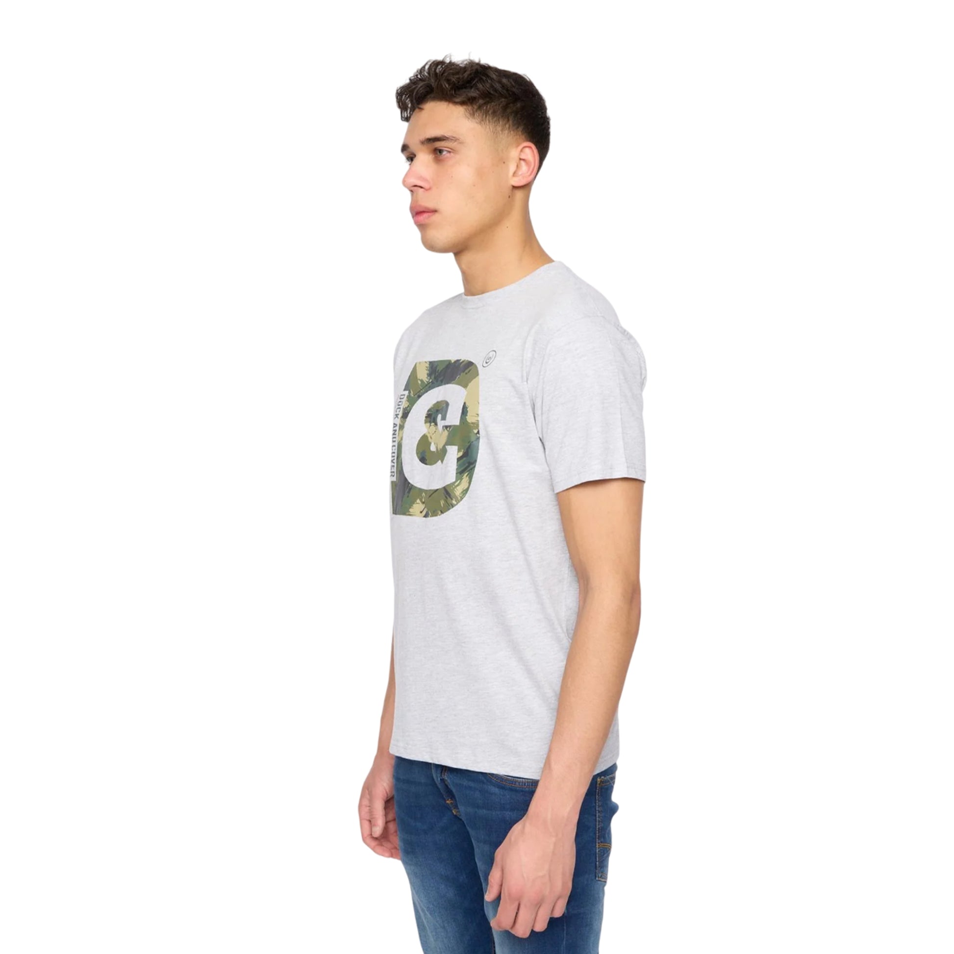 Grey Marl - Side - Duck and Cover Mens Deecee T-Shirt
