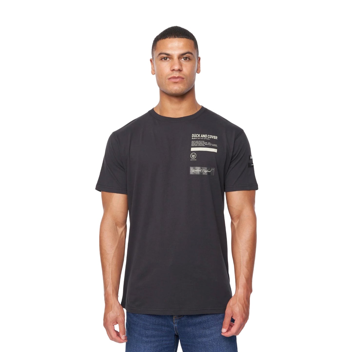 Black - Front - Duck and Cover Mens Jennerkins T-Shirt