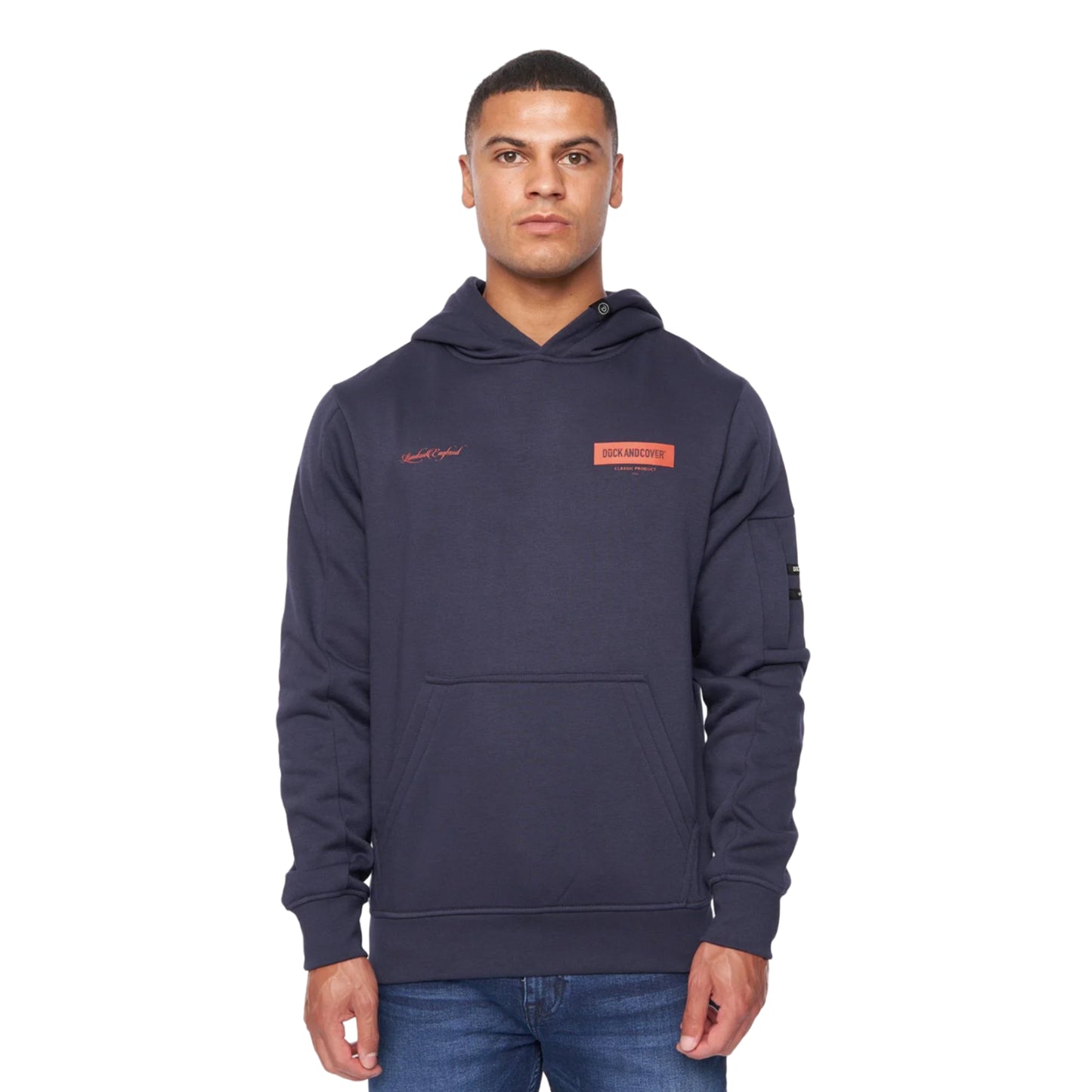 Navy - Front - Duck and Cover Mens Marsak Hoodie
