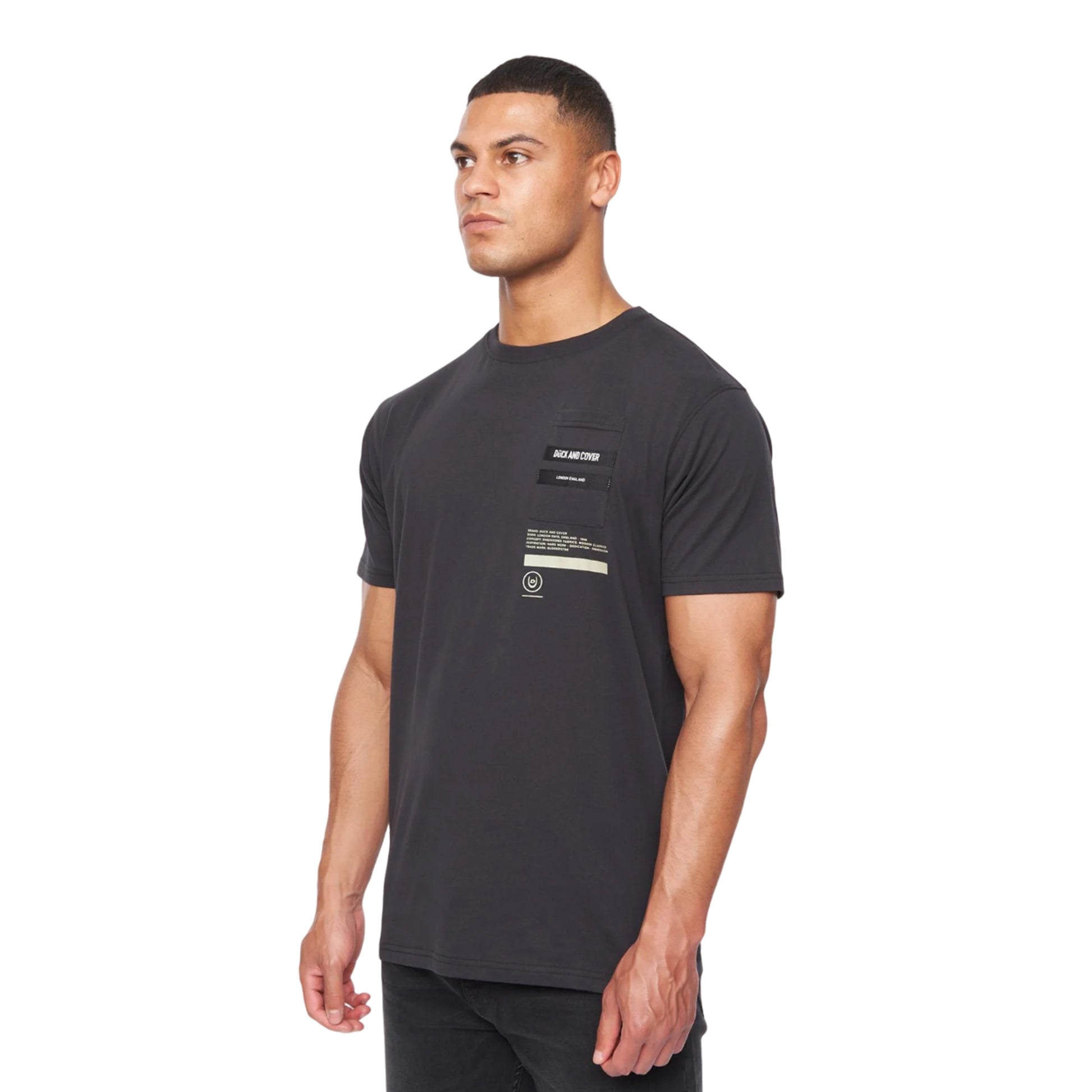 Black - Side - Duck and Cover Mens Heningys T-Shirt