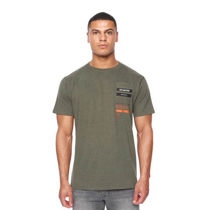 Dark Olive - Front - Duck and Cover Mens Heningys T-Shirt