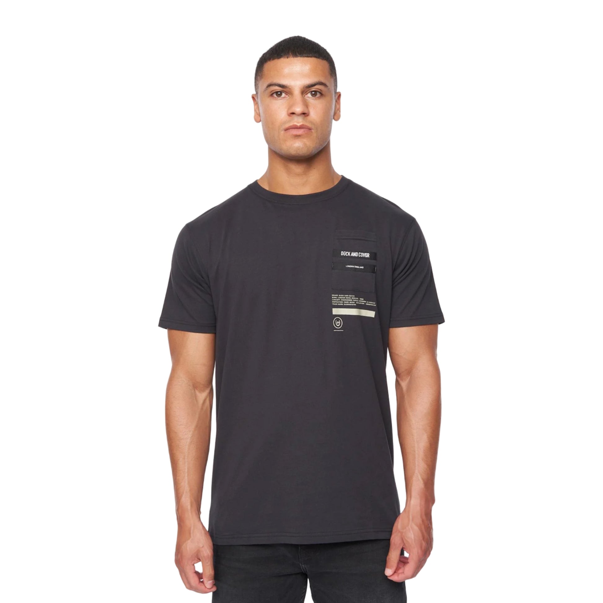 Black - Front - Duck and Cover Mens Heningys T-Shirt